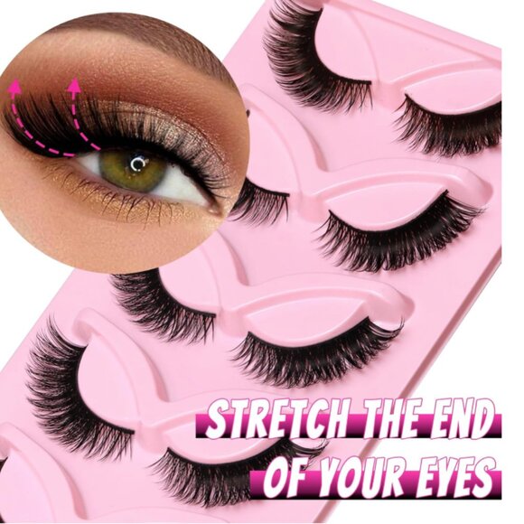 NEW VELEASHA CAT EYE FAUX MINK EYELASHES 5 PAIRS REUSABLE (CHARMING) - Picture 4 of 9